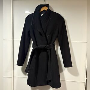 Aritzia Babaton, Conor coat, belted, cashmere and wool blend (XXS, black)